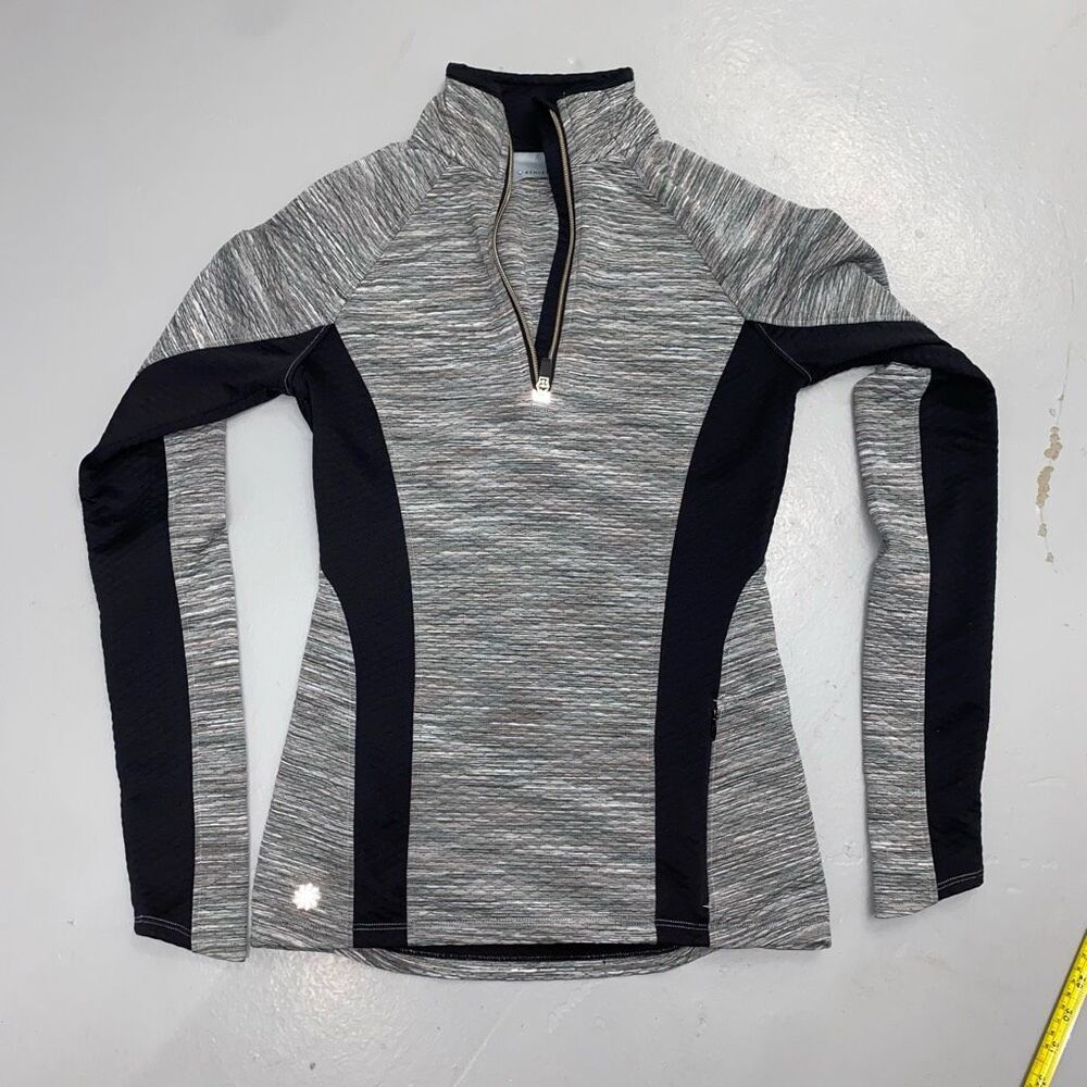 Athleta Snowscape Gray Quilted Half Zip Pullover Size XS Tall